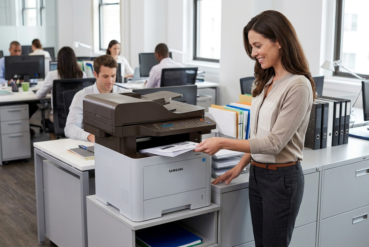 Profissional trabalhando com tecnologia no escritório